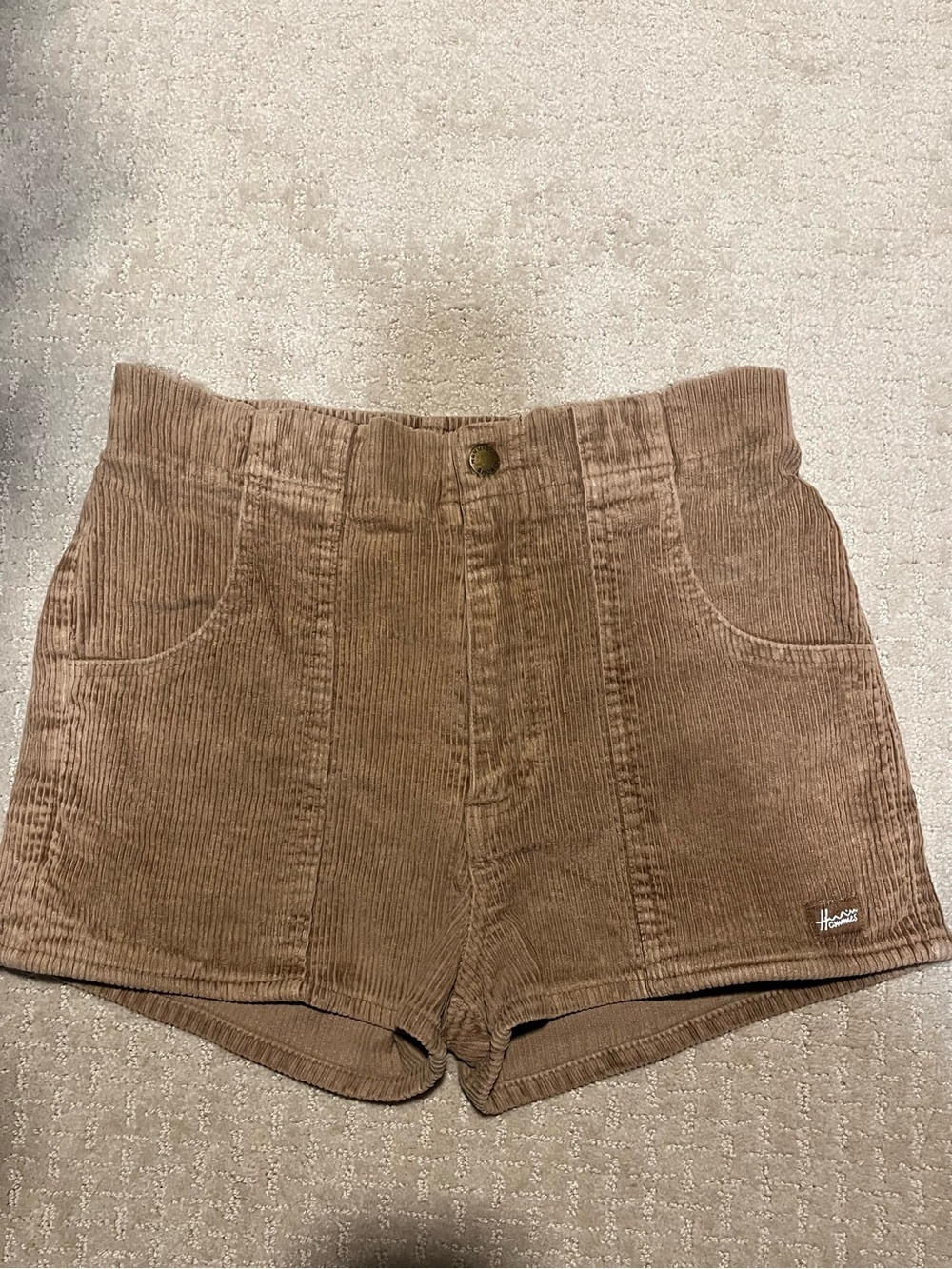 Hanes High-Waist Corduroy Shorts in Brown